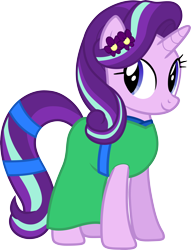 Size: 4000x5242 | Tagged: safe, artist:pilot231, character:starlight glimmer, species:pony, species:unicorn, clothing, dress, female, flower, flower in hair, mare, simple background, solo, transparent background, vector