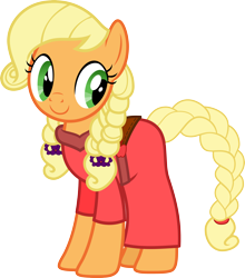 Size: 4000x4548 | Tagged: safe, artist:pilot231, character:applejack, species:earth pony, species:pony, alternate hairstyle, braid, braided ponytail, braided tail, clothing, dress, female, flower, flower in hair, mare, simple background, solo, transparent background, twin braids, vector