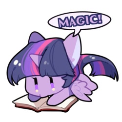 Size: 512x512 | Tagged: safe, artist:snowillusory, part of a set, character:twilight sparkle, character:twilight sparkle (alicorn), species:alicorn, species:pony, book, chibi, female, magic, solo