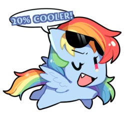 Size: 512x512 | Tagged: safe, artist:snowillusory, part of a set, character:rainbow dash, species:pegasus, species:pony, 20% cooler, chibi, female, meme, solo, sunglasses