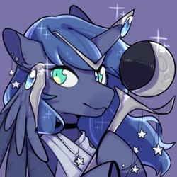 Size: 512x512 | Tagged: safe, artist:snowillusory, character:princess luna, species:alicorn, species:pony, clothing, female, horn, horn jewelry, jewelry, solo, staff