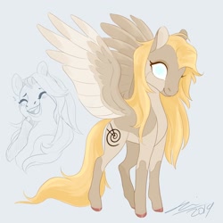 Size: 1800x1800 | Tagged: safe, artist:creeate97, oc, oc only, ponysona, species:pegasus, species:pony, blushing, colored hooves, female, laughing, lineart, mare, pegasus oc, reference sheet, signature, simple background, wings