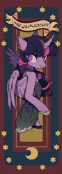 Size: 728x2048 | Tagged: safe, artist:snowillusory, part of a set, character:twilight sparkle, character:twilight sparkle (alicorn), species:alicorn, species:pony, clothing, dress, ear piercing, earring, female, horn, horn jewelry, jealous, jewelry, looking back, piercing, semi-anthro, seven deadly sins, solo