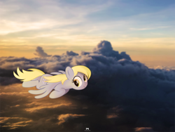 Size: 7280x5460 | Tagged: safe, artist:potato22, character:derpy hooves, species:pony, cloud, irl, photo, ponies in real life, solo, sunset