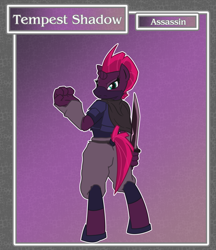 Size: 1688x1950 | Tagged: safe, artist:brownie-bytes, character:tempest shadow, species:anthro, species:unguligrade anthro, assassin, clothing, crossover, female, final fantasy, knife, solo, weapon