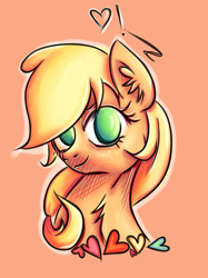Size: 2228x2978 | Tagged: safe, artist:coco-drillo, character:applejack, species:earth pony, species:pony, bust, colourful, confession, female, heart, love, portrait, solo, waifu