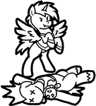 Size: 136x150 | Tagged: safe, artist:crazyperson, oc, oc only, species:alicorn, species:pony, fallout equestria, alicorn oc, clothing, dead, fallout equestria: commonwealth, fanfic, fanfic art, hooves, horn, rearing, simple background, solo, spread wings, tongue out, transparent background, vault suit, wings, x eyes