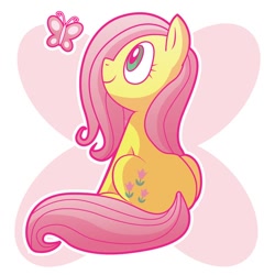 Size: 600x600 | Tagged: safe, artist:xkappax, character:posey, species:earth pony, species:pony, g1, butterfly, female, g1 to g4, generation leap, mare, not fluttershy, solo