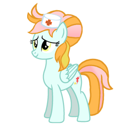 Size: 1536x1536 | Tagged: safe, artist:motownwarrior01, commissioner:bigonionbean, character:lightning dust, character:nurse redheart, oc, oc:instant care, species:pegasus, species:pony, clothing, fusion, fusion:instant care, hat, nurse hat, original character do not steal