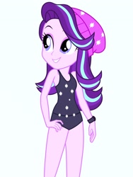 Size: 1536x2048 | Tagged: safe, artist:draymanor57, character:starlight glimmer, my little pony:equestria girls, clothing, one-piece swimsuit, sleeveless, swimsuit, swimsuit edit