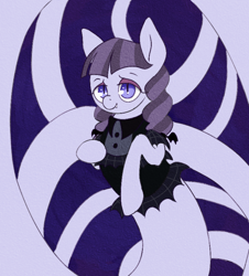 Size: 740x820 | Tagged: safe, artist:archego-art, character:inky rose, species:lamia, clothing, coils, eyeshadow, fangs, lamiafied, makeup, original species, slit eyes, snake pony, species swap