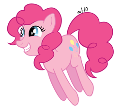 Size: 600x537 | Tagged: safe, artist:empty-10, character:pinkie pie, species:earth pony, species:pony, cute, female, grin, happy, hop, mare, photoshop, pronking, simple background, smiling, solo, squee, white background