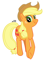 Size: 454x600 | Tagged: safe, artist:empty-10, character:applejack, species:earth pony, species:pony, g4, crossed hooves, female, mare, photoshop, simple background, smiling, solo, white background