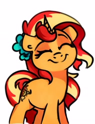 Size: 2894x3787 | Tagged: safe, artist:thefloatingtree, character:sunset shimmer, species:pony, species:unicorn, cute, female, flower, flower in hair, shimmerbetes, simple background, solo, white background