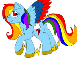 Size: 1024x768 | Tagged: safe, artist:wolfspiritclan, character:rainbow dash, species:pegasus, species:pony, alternate design, colored wings, female, hoof shoes, multicolored wings, redesign, simple background, solo, white background, wings