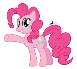 Size: 600x533 | Tagged: safe, artist:empty-10, character:pinkie pie, species:earth pony, species:pony, g4, female, mare, photoshop, raised hoof, simple background, smiling, solo, white background