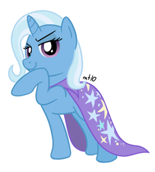 Size: 600x667 | Tagged: safe, artist:empty-10, character:trixie, species:pony, species:unicorn, g4, female, mare, photoshop, raised hoof, simple background, smiling, solo, white background