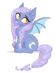 Size: 3986x5196 | Tagged: safe, artist:doctorkoda, artist:sparkling_light, oc, oc only, oc:crispy crescent, species:bat pony, species:pony, female, mare, simple background, solo, tongue out, transparent background
