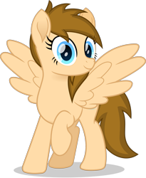 Size: 1883x2296 | Tagged: safe, artist:peahead, oc, oc only, oc:stellar winds, species:pegasus, species:pony, blue eyes, female, folded wings, looking at you, mare, movie accurate, simple background, smiling, solo, standing, transparent background, vector, wings