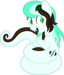 Size: 6310x7369 | Tagged: safe, artist:livehotsun, oc, oc only, oc:wave mint choco, species:lamia, absurd resolution, coils, crossed hooves, fangs, female, leaf, original species, simple background, slit eyes, snake pony, solo, transparent background, vector