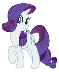 Size: 500x600 | Tagged: safe, artist:empty-10, character:rarity, species:pony, species:unicorn, g4, female, mare, photoshop, raised hoof, simple background, smiling, solo, white background