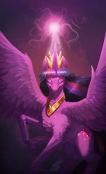 Size: 675x1112 | Tagged: safe, artist:angusdra, character:twilight sparkle, character:twilight sparkle (alicorn), species:alicorn, species:pony, episode:the last problem, g4, my little pony: friendship is magic, digital art, eyes closed, female, magic, older, older twilight, princess twilight 2.0, solo, spread wings, wings