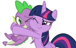 Size: 3000x1925 | Tagged: safe, artist:pilot231, character:spike, character:twilight sparkle, character:twilight sparkle (alicorn), species:alicorn, species:dragon, species:pony, hug, number one assistant, simple background, spikelove, sweet, transparent background, vector