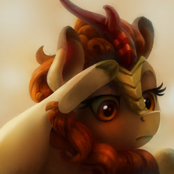 Size: 1500x1500 | Tagged: safe, artist:gor1ck, character:autumn blaze, species:kirin, female, flexible, lifted leg, ponified animal photo, press f to pay respects, salute, solo