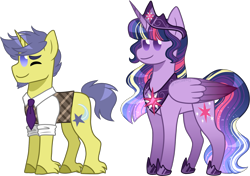 Size: 1641x1154 | Tagged: safe, artist:artistcoolpony, character:comet tail, character:twilight sparkle, character:twilight sparkle (alicorn), species:alicorn, species:pony, species:unicorn, ship:cometlight, episode:the last problem, g4, my little pony: friendship is magic, duo, female, male, princess twilight 2.0, shipping, straight