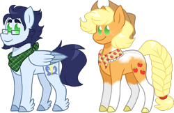 Size: 1709x1107 | Tagged: safe, artist:artistcoolpony, character:applejack, character:soarin', species:earth pony, species:pegasus, species:pony, ship:soarinjack, duo, shipping, straight