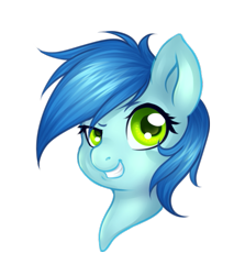 Size: 553x620 | Tagged: source needed, safe, artist:pingwinowa, oc, oc only, oc:soft cloud, species:pegasus, species:pony, bust, dreamworks face, simple background, smiling, solo, transparent background, ych result
