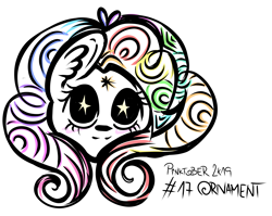 Size: 4577x3647 | Tagged: safe, artist:coco-drillo, character:pinkie pie, species:earth pony, species:pony, inktober, colourful, ear fluff, female, monochrome, pinktober, solo, starry eyes, stars, swirls, wingding eyes