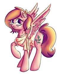 Size: 3047x3624 | Tagged: safe, artist:coco-drillo, oc, species:pegasus, species:pony, clothing, colourful, dark circles, decorated wings, ear fluff, ear piercing, earring, floral, freckles, glasses, jewelry, necklace, piercing, solo