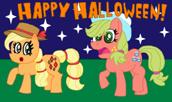 Size: 724x430 | Tagged: safe, artist:drypony198, character:applejack, species:pony, clothing, costume, cowboys and equestrians, halloween, hat, holiday, mad (tv series), mad magazine, maplejack, night, palette swap, recolor