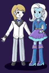 Size: 730x1095 | Tagged: safe, artist:fude-chan-art, character:prince blueblood, character:trixie, ship:bluetrix, my little pony:equestria girls, equestria girls-ified, female, male, shipping, straight