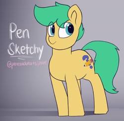 Size: 1920x1875 | Tagged: safe, artist:perezadotarts, oc, oc:pen sketchy, ponysona, species:pony, colored, eye clipping through hair, flat colors, simple background, smiling, solo