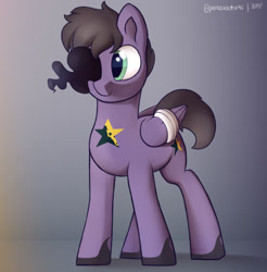 Size: 1476x1500 | Tagged: safe, artist:perezadotarts, oc, species:pegasus, species:pony, bandage, bandaged wing, simple background, smiling, solo, wings