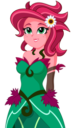 Size: 870x1523 | Tagged: safe, artist:rosemile mulberry, character:gloriosa daisy, equestria girls:legend of everfree, g4, my little pony: equestria girls, my little pony:equestria girls, alternate hairstyle, clothing, costume, female, freckles, gaea everfree, simple background, smiling, solo, white background