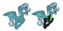 Size: 8036x3957 | Tagged: safe, artist:doraair, artist:harmonyharp, base used, oc, oc only, oc:thundersky (ice1517), parent:open skies, parent:thunderlane, parents:thunderskies, species:pegasus, species:pony, icey-verse, blank flank, clothing, female, flying, heterochromia, magical gay spawn, mare, multicolored hair, offspring, open mouth, raised hoof, raised leg, simple background, solo, transparent background, uniform, washouts uniform