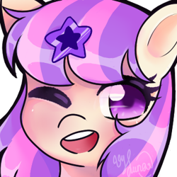 Size: 360x360 | Tagged: safe, artist:thanhvy15599, oc, oc only, species:pony, avatar, bust, character, cute, one eye closed, open mouth, requested art, wink