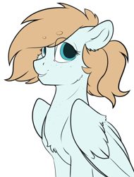 Size: 2656x3500 | Tagged: safe, artist:cold blight, oc, oc only, oc:cold blight, species:pegasus, species:pony, beanbrows, eyebrows, female, floppy ears, simple background, smiling, solo, white background, wings