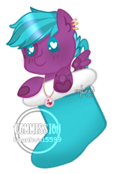 Size: 350x500 | Tagged: safe, artist:thanhvy15599, oc, oc only, oc:starfly, species:pegasus, species:pony, blue eyes, blue hair, chibi, commission, heart eyes, jewelry, male, necklace, pegasus oc, purple, simple background, sock, solo, transparent background, wingding eyes, ych result, your character here