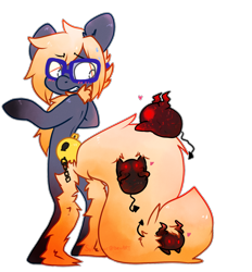 Size: 1472x1586 | Tagged: safe, artist:pomrawr, oc, oc only, species:pony, chubbie, bipedal, chest fluff, glasses, glowing eyes, hiding, looking back, simple background, transparent background, worried