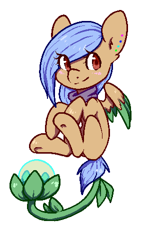 Size: 300x453 | Tagged: safe, artist:pomrawr, oc, oc only, animated, blinking, eye clipping through hair, gif, hybrid, original species, plant, plant pony, simple background, solo, transparent background, wings
