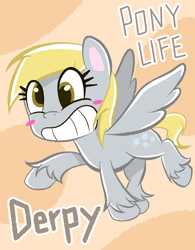 Size: 1888x2424 | Tagged: safe, artist:garammasara, character:derpy hooves, species:pegasus, species:pony, my little pony:pony life, blush sticker, blushing, cute, derpabetes, female, hilarious in hindsight, mare, pixiv, smiling, solo, unshorn fetlocks