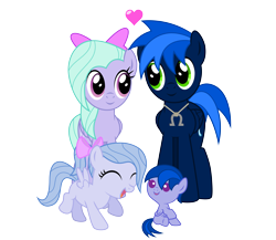 Size: 7500x6500 | Tagged: safe, artist:northernthestar, character:flitter, oc, oc:adryna, oc:northern star, oc:turbo, parent:flitter, parents:canon x oc, species:pegasus, species:pony, absurd resolution, baby, baby pony, blank flank, canon x oc, female, filly, heart, offspring, parent:oc:northern star, simple background, transparent background, wholesome