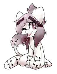 Size: 1149x1488 | Tagged: safe, artist:pomrawr, oc, oc only, species:earth pony, species:pony, earth pony oc, laurel wreath, leonine tail, one eye closed, simple background, sitting, solo, transparent background, wink