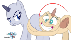 Size: 4000x2273 | Tagged: safe, artist:doraair, oc, species:alicorn, species:pony, episode:shadow play, g4, my little pony: friendship is magic, alicorn oc, base, frown, grin, hug, looking back, simple background, smiling, transparent background, unamused