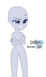 Size: 4000x6646 | Tagged: safe, artist:doraair, oc, oc only, my little pony:equestria girls, bald, base, crossed arms, dreamworks face, featureless crotch, simple background, smiling, smirk, solo, transparent background