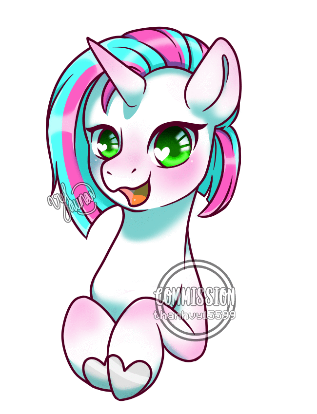 Size: 650x850 | Tagged: safe, artist:thanhvy15599, oc, oc only, oc:fluorescent luminosity, species:pony, species:unicorn, animated, blinking, commission, female, gif, green eyes, mare, open mouth, simple background, solo, unicorn oc, white background